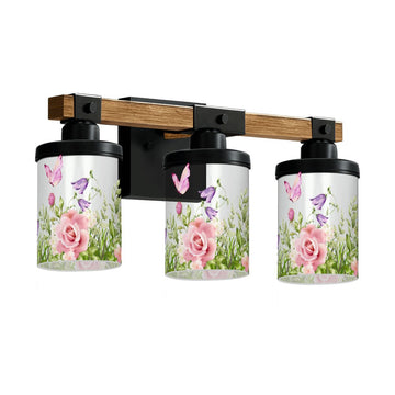 Rose and Butterfly Garden Three-Light Vanity Fixture