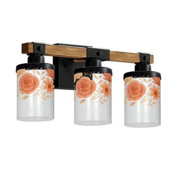 Peach Rose Garland Three-Light Vanity Fixture