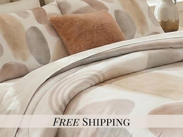 Comforter Set Neutral Organic Abstract Modern Minimal Bedding Cream Taupe Boho Bed Set Scandi Bedroom Decor King Queen Full Twin Pillowcase