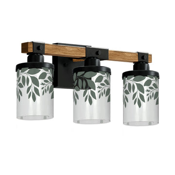 Charcoal Leaf Border Three-Light Vanity Fixture