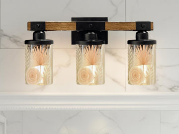 Modern Vanity Light Fixture Bathroom Lighting Desert 3-Light Decorative Metal and Glass Restroom Light Desert Orange Light Over Sink Decor