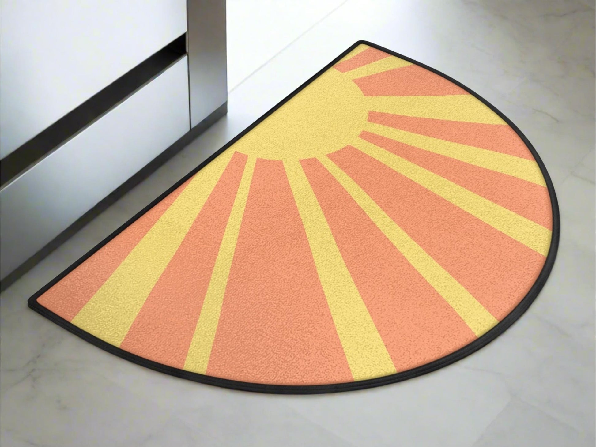 Midcentury Modern Entryway Rug Semi-Circle Retro Sunset Rug Indoor Design Carpet Accenty Welcome Mat Mid Mod Rug Soft Short Pile Midmod Rug