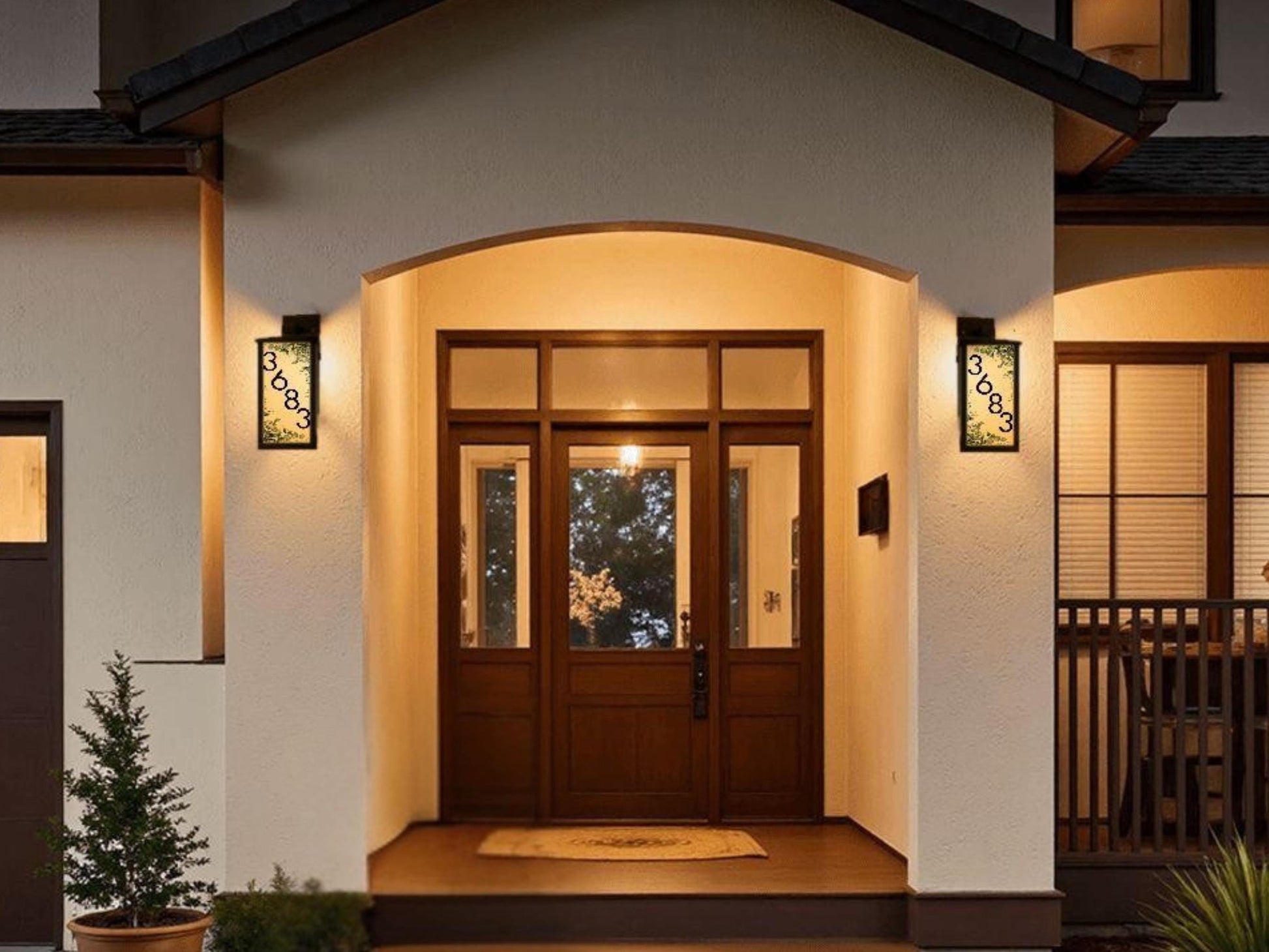 House Number Porch Wall Light Personalized With Eucalyptus Vine Wall Sconce Lighting Fixture Custom Address Number Lamp for Garage Sconce
