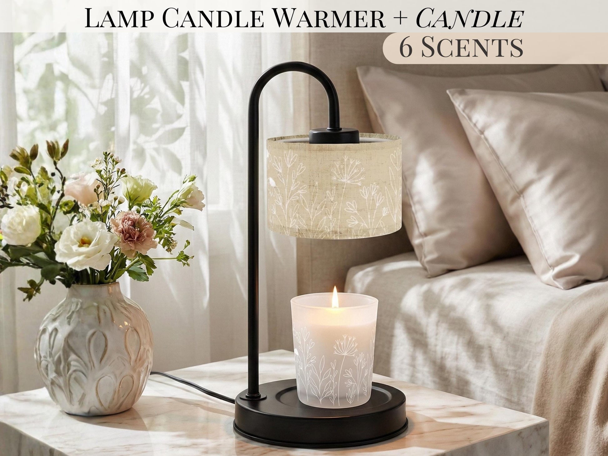 Wildflowers Candle Warmer Lamp For End Table Candle Scented Soy Wax Warmer Candle Lamp Housewarming Gift For Her Candle Gifting Idea Mom