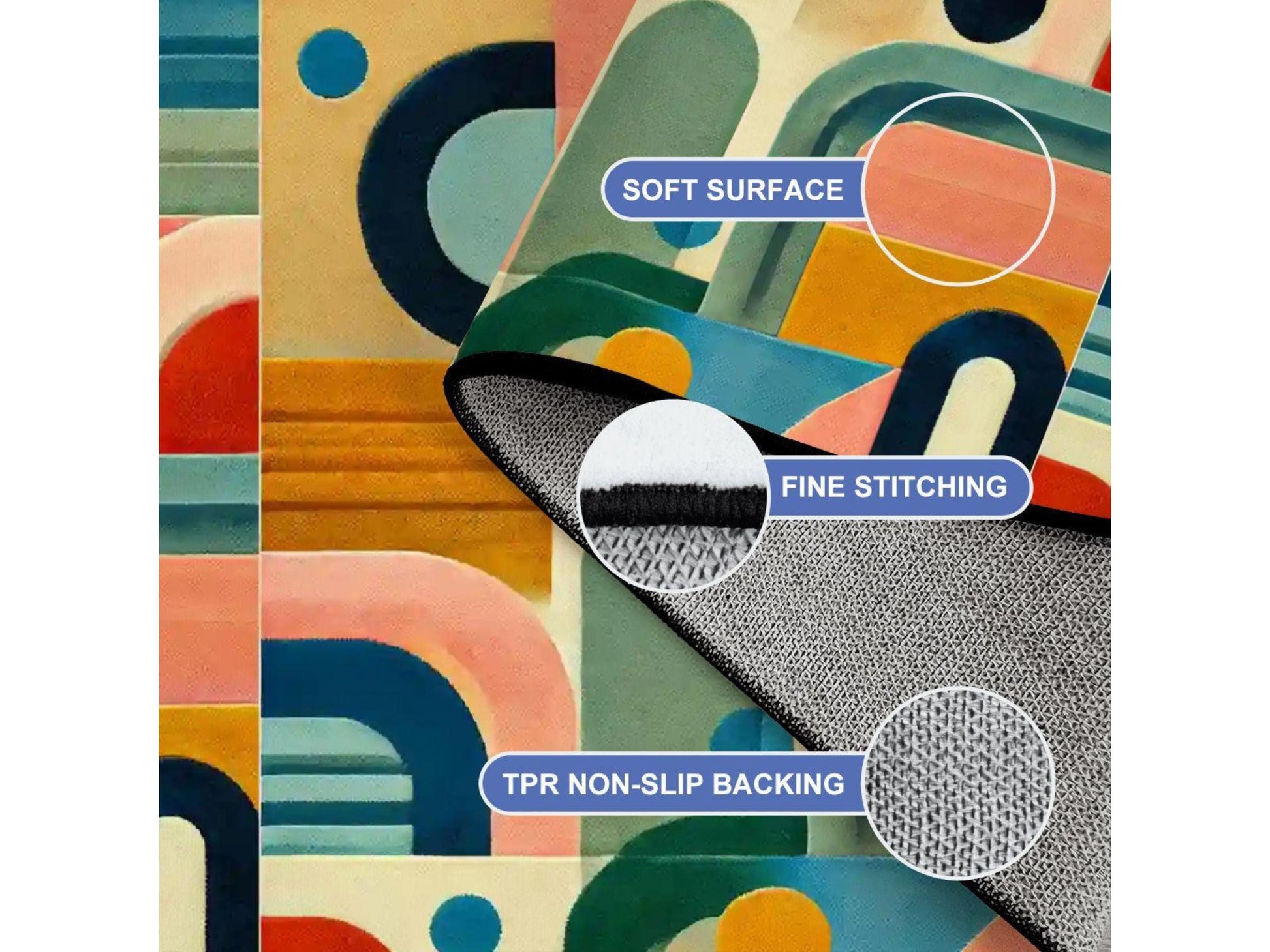 Large Area Rug Custom Size Midcentury Modern Living Room Rug Indoor MCM Design Carpet 96in x 120in Family Room Mid Mod Rug Soft Short Pile