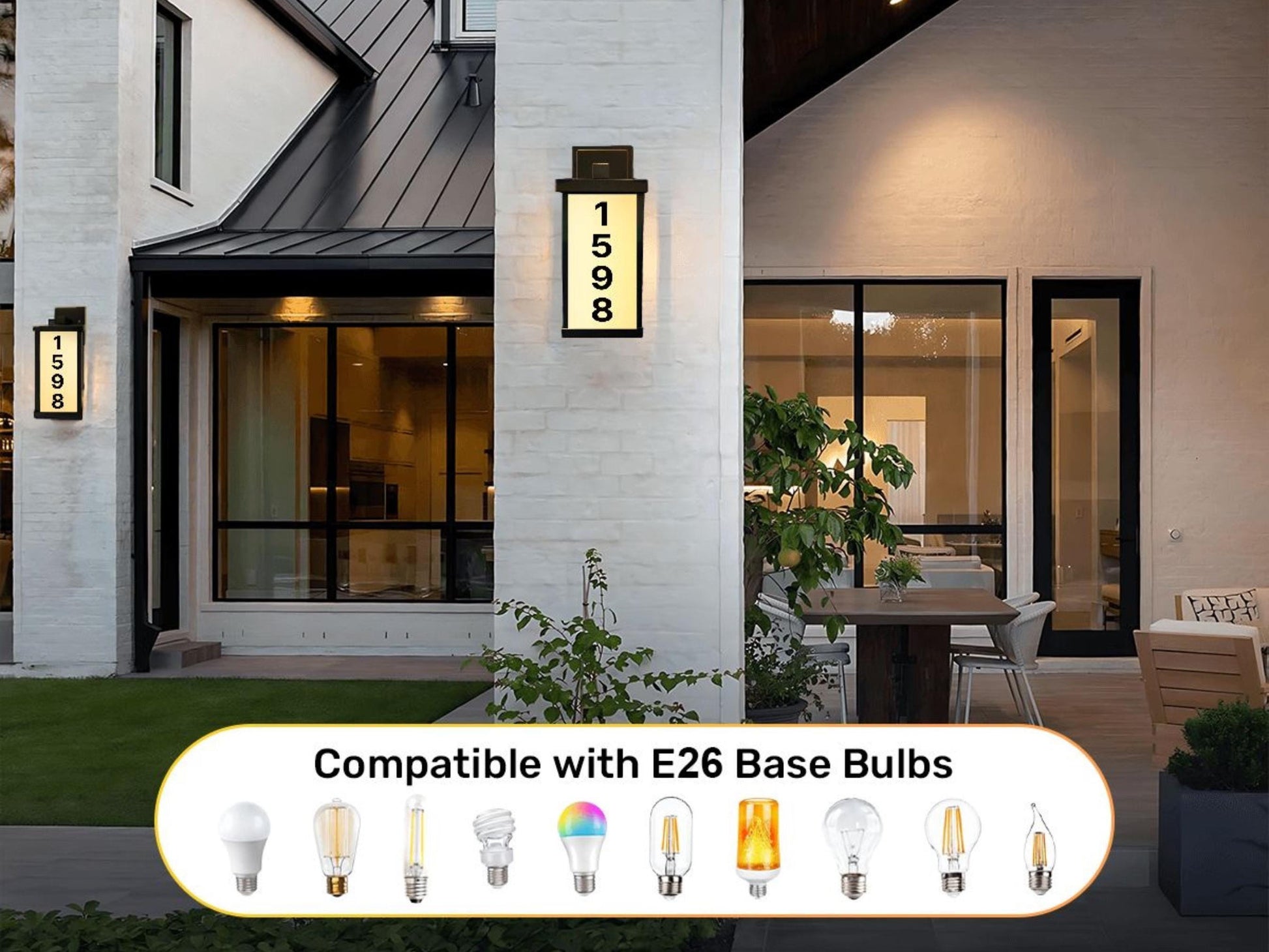 modern porch light house number light exterior address sign