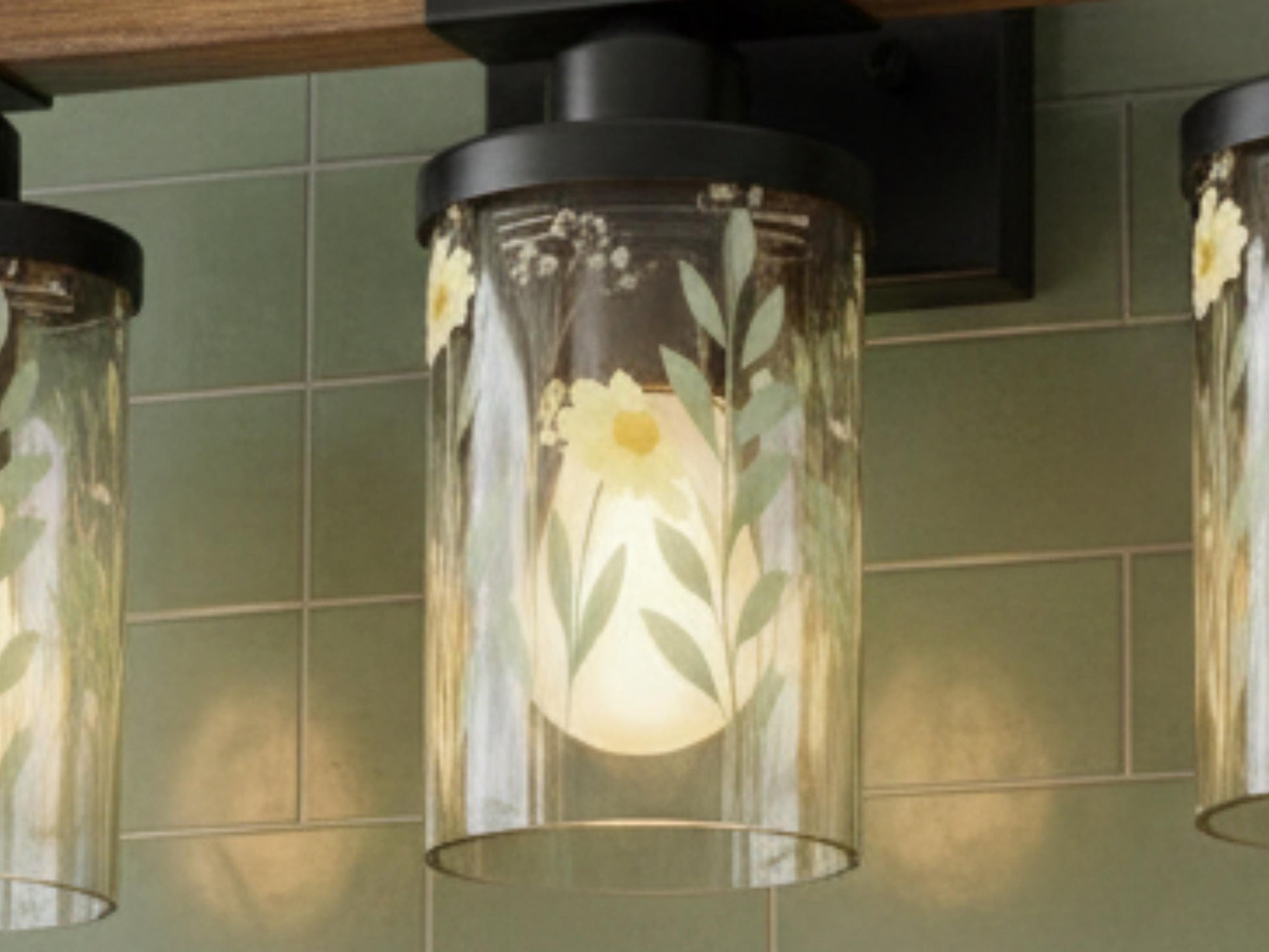 Luxury Bathroom Lighting Yellow Floral Vanity Light Fixture 3-Light Decorative Metal and Glass Restroom Light Garden Flower Over Sink Decor