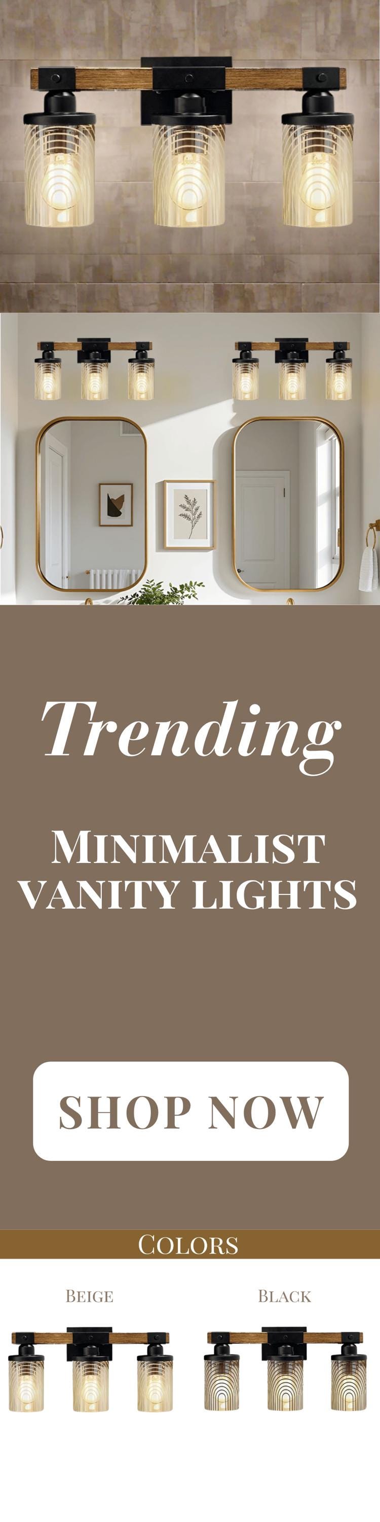 Luxury Bathroom Lighting Minimalist Vanity Light Fixture 3-Light Decorative Metal and Glass Restroom Light Lined Arch Light Over Sink Decor