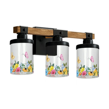 Butterfly Flower Garden Three-Light Vanity Fixture