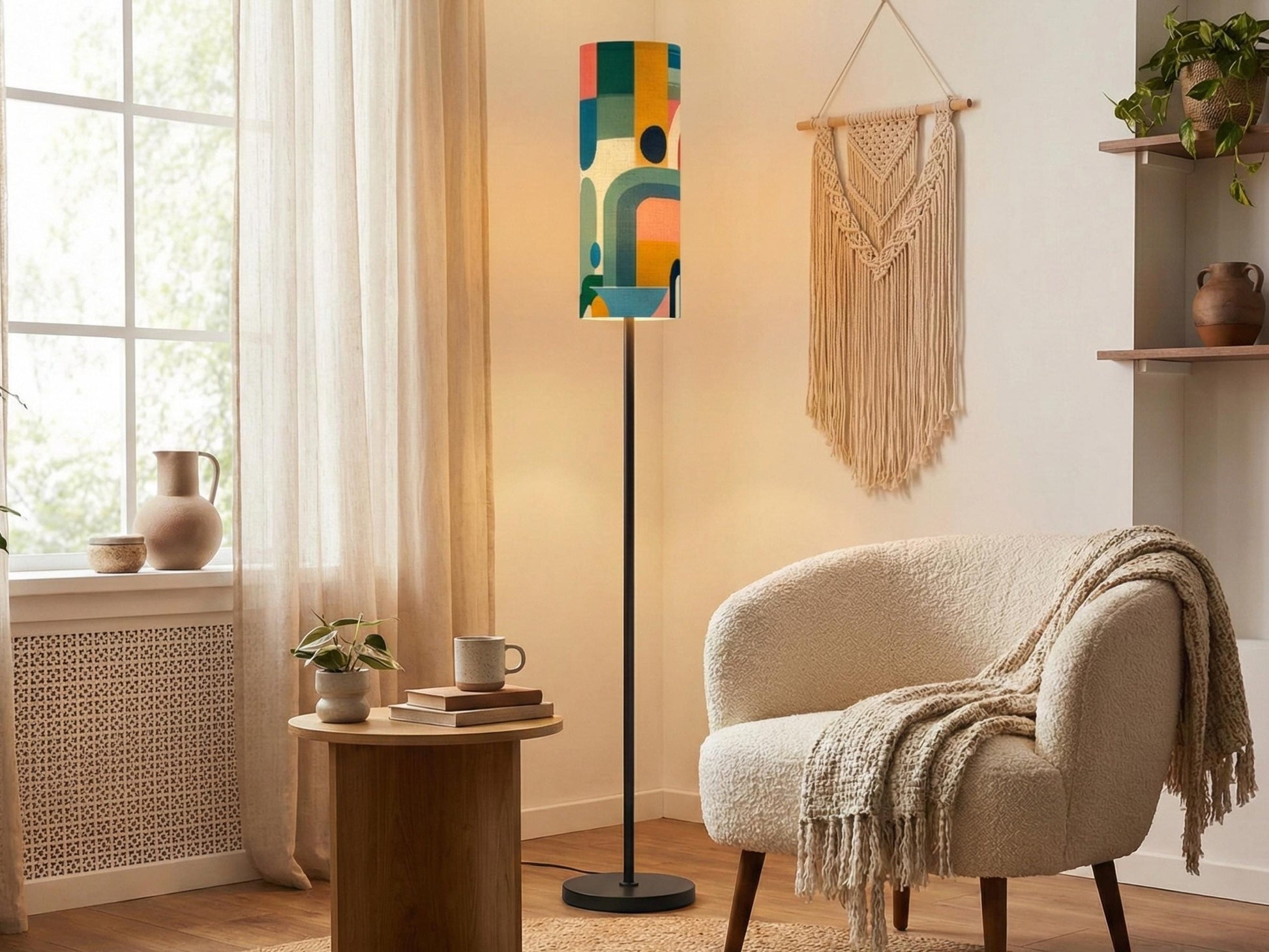 Floor Lamp Mid Century Modern Abstract Floor Lamp Retro MCM Floor Lighting Tall Lamp Geometric Minimalist Accent Lighting Vintage Mod Decor