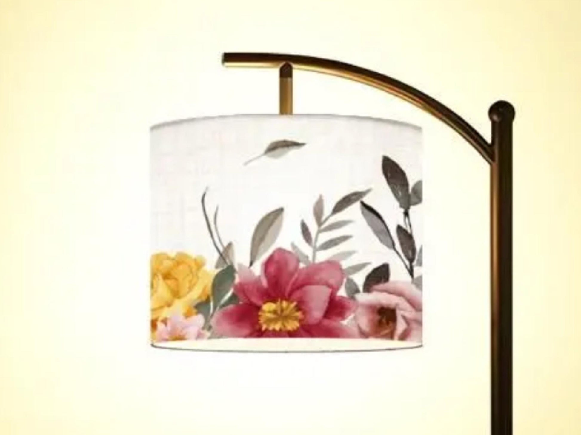Modern Arc Floor Lamp Watercolor Floral Housewarming Present Idea Living Room Lamp Gift Wildflowers Design Bedroom Lighting Floor Lamp Gift