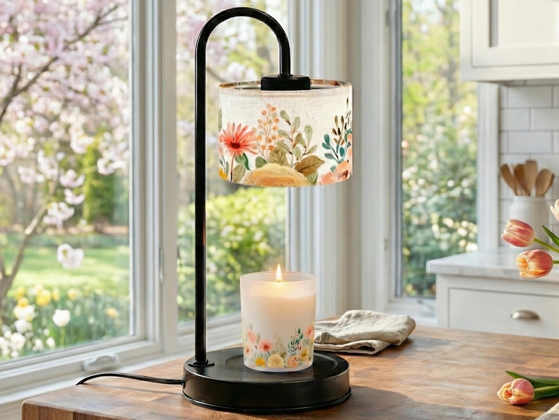 Candle Warmer Lamp For Nightstand Floral Candle Scented Soy Wax Warmer Candle Lamp Housewarming Gift For Her Rose Scent Candle Gift Idea Mom