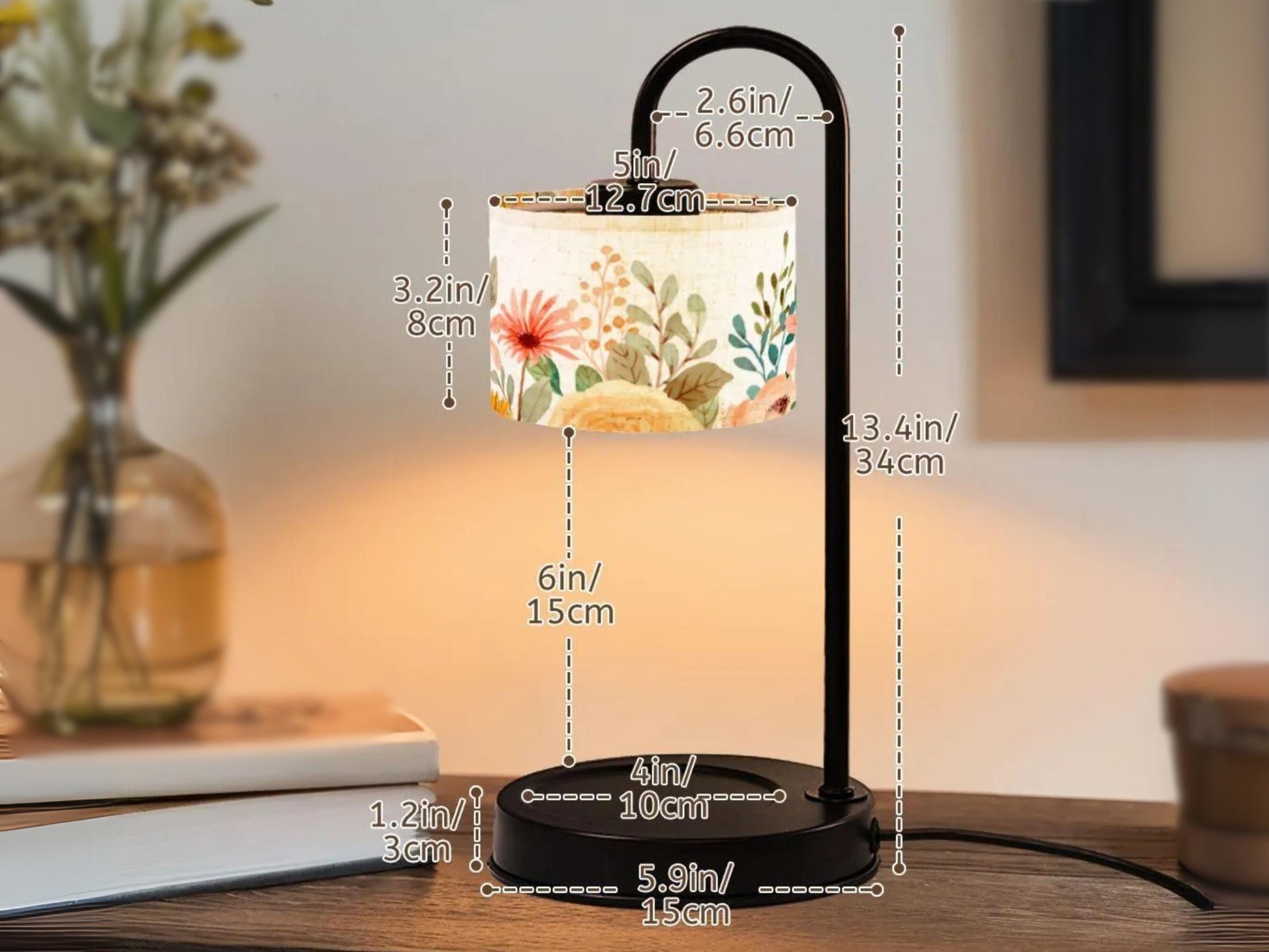 Candle Warmer Lamp For Nightstand Floral Candle Scented Soy Wax Warmer Candle Lamp Housewarming Gift For Her Rose Scent Candle Gift Idea Mom