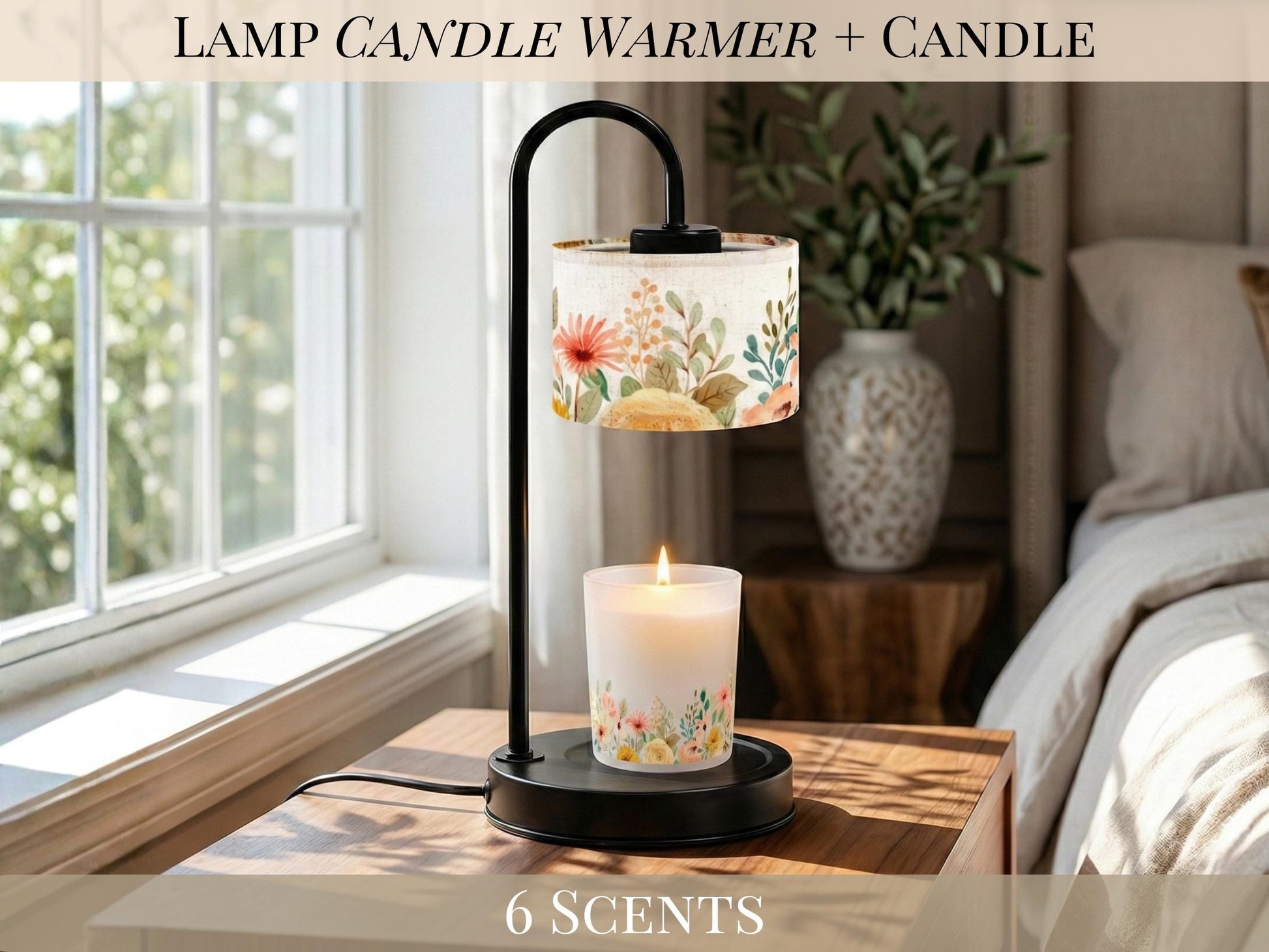 Candle Warmer Lamp For Nightstand Floral Candle Scented Soy Wax Warmer Candle Lamp Housewarming Gift For Her Rose Scent Candle Gift Idea Mom
