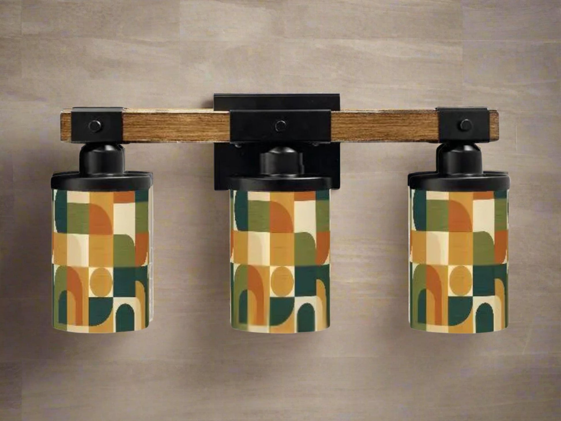 MCM Luxury Bathroom Lighting Vanity Light Fixture 3-Light Decorative Metal and Glass Restroom Light Midcentury Modern Brown Over Sink Decor