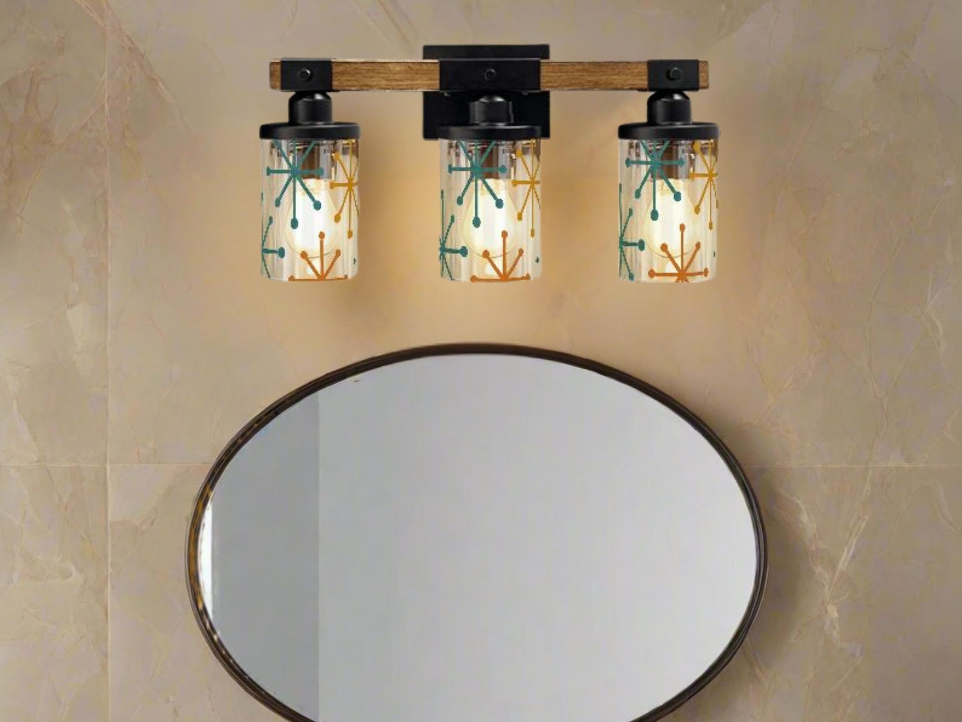 Bathroom Vanity Light Fixture Starburst 3-Light Farmhouse Luxury Bathroom Lighting Clear Glass and Metal Restroom Light Over Sink Decor