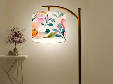 Floor Lamp Arc Living Room Lamp Gift Modern Watercolor Floral Housewarming Present Idea Wildflowers Design Bedroom Lighting Floor Lamp Gift