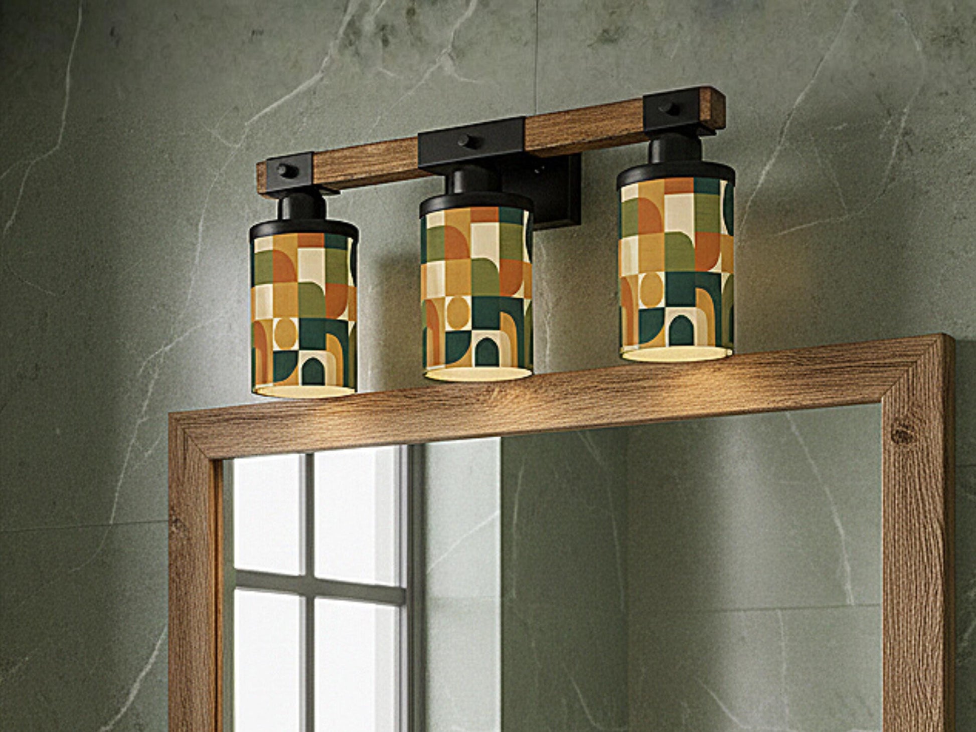 MCM Luxury Bathroom Lighting Vanity Light Fixture 3-Light Decorative Metal and Glass Restroom Light Midcentury Modern Brown Over Sink Decor