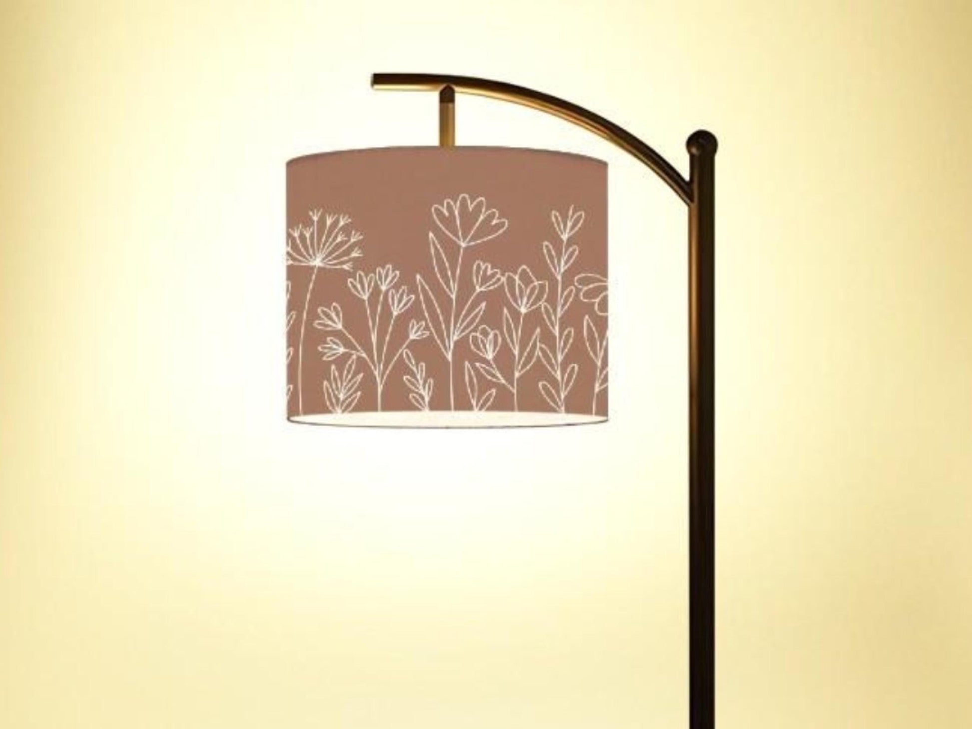 Arc Floor Lamp Modern Wildflower Mocha Mousse Living Room Lamp Gift Housewarming Present Idea Wildflowers Bedroom Lighting Floor Lamp Gift
