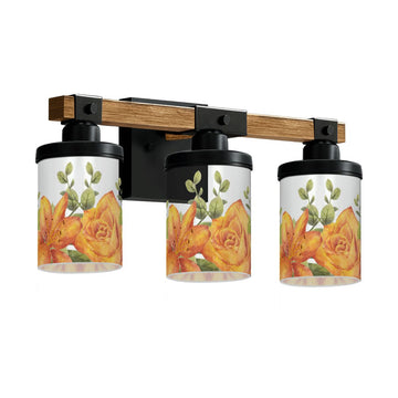 Golden Rose and Lily Three-Light Vanity Fixture