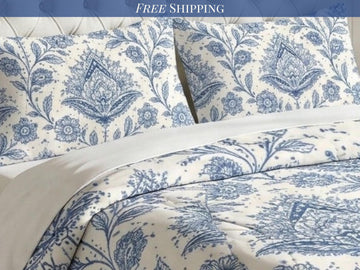 Comforter Set Blue Floral Grandmillennial Comforter King Queen Full Twin Bedding Cottagecore Bedroom Decor Luxury Bedspread with Pillowcase