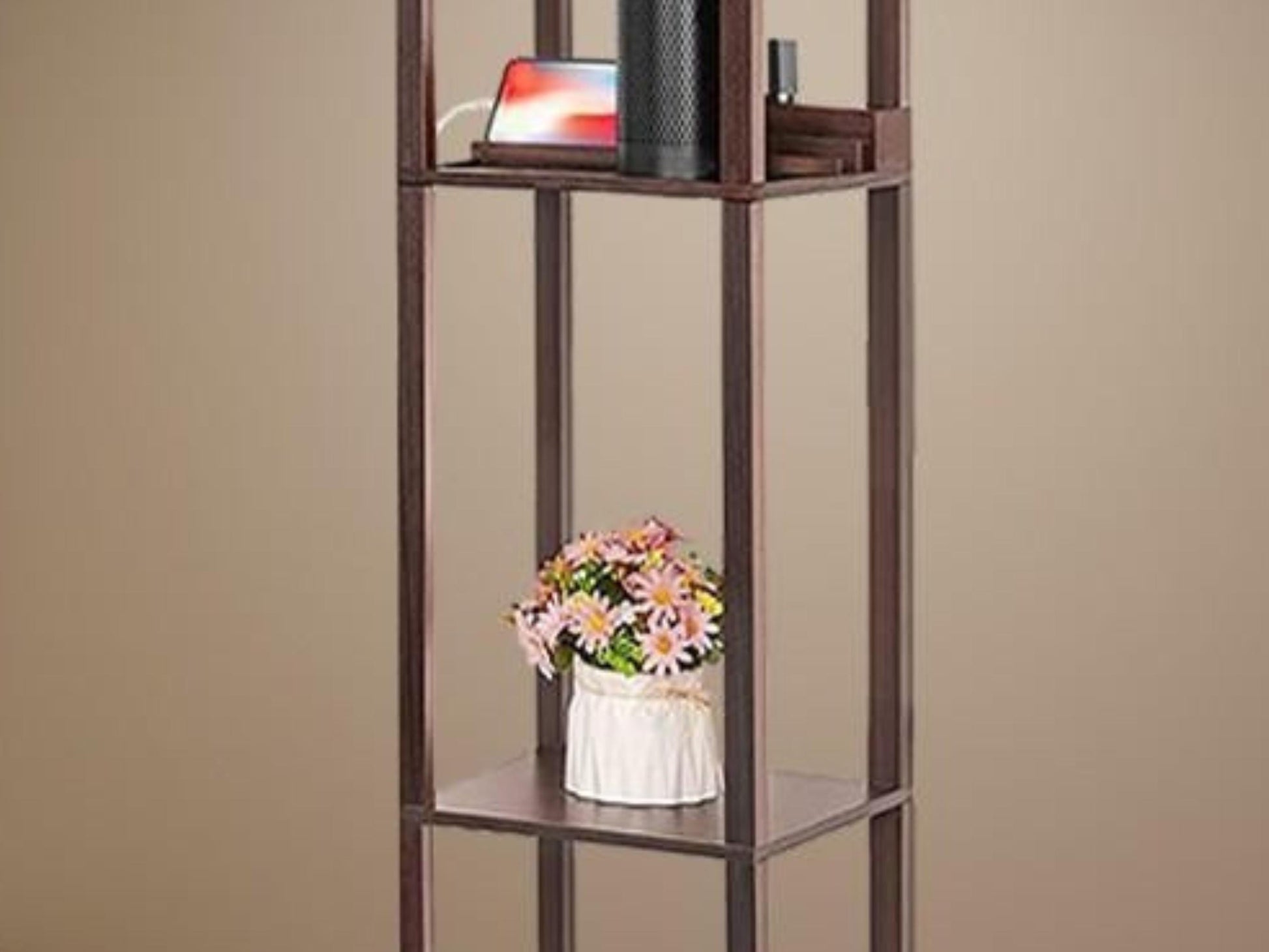 Floor Lamp Wooden Shelves Teal USB Floor Lamp Living Room Lighting Made in USA Floor Lamp With 3 Shelves Bedroom Lighting for Living Room