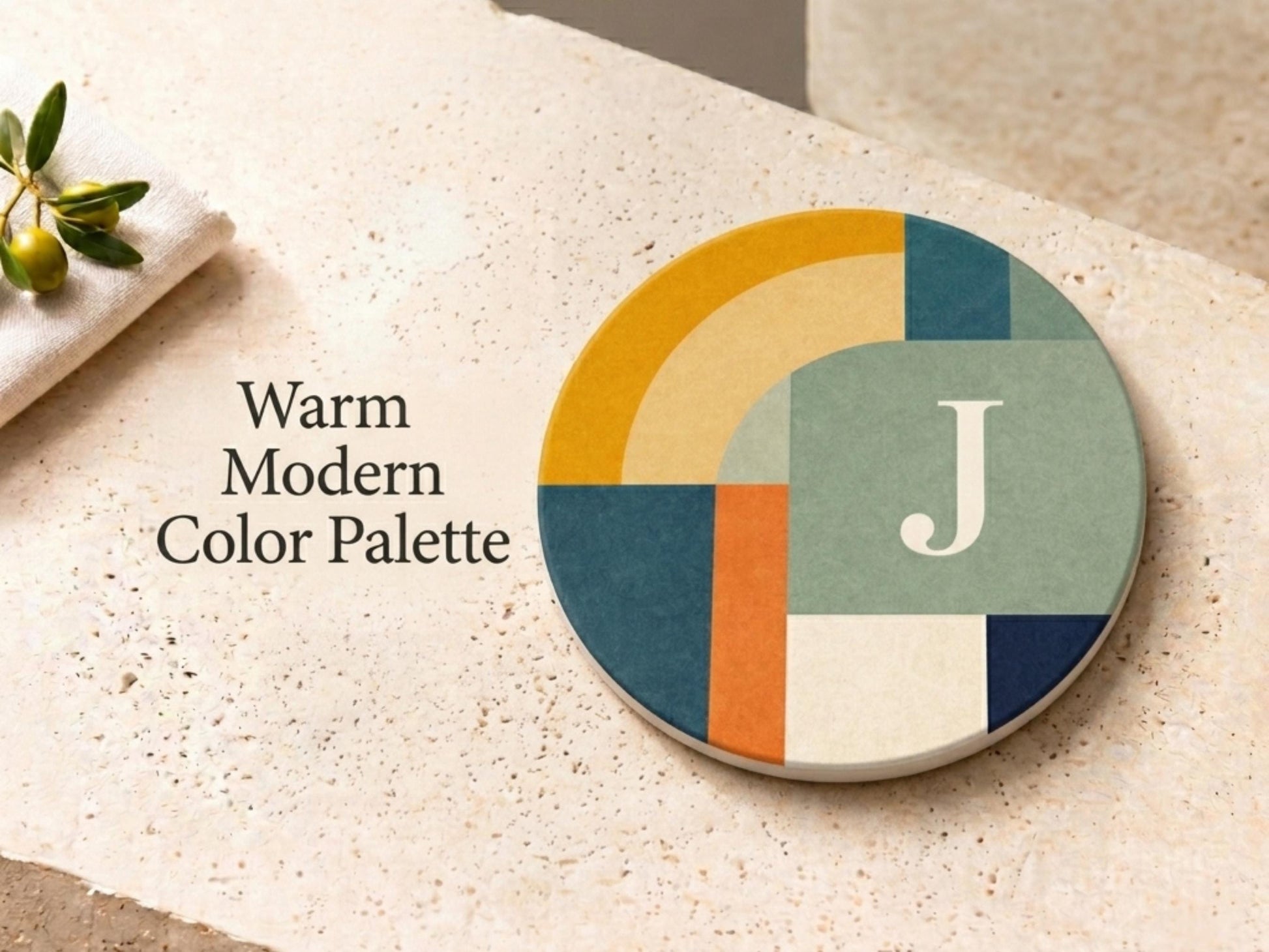 Mid Century Modern Coaster Set Retro Geometric Drink Coasters Abstract Arch Design Modern Home Decor Designer Coasters Set of 2 Set of 4