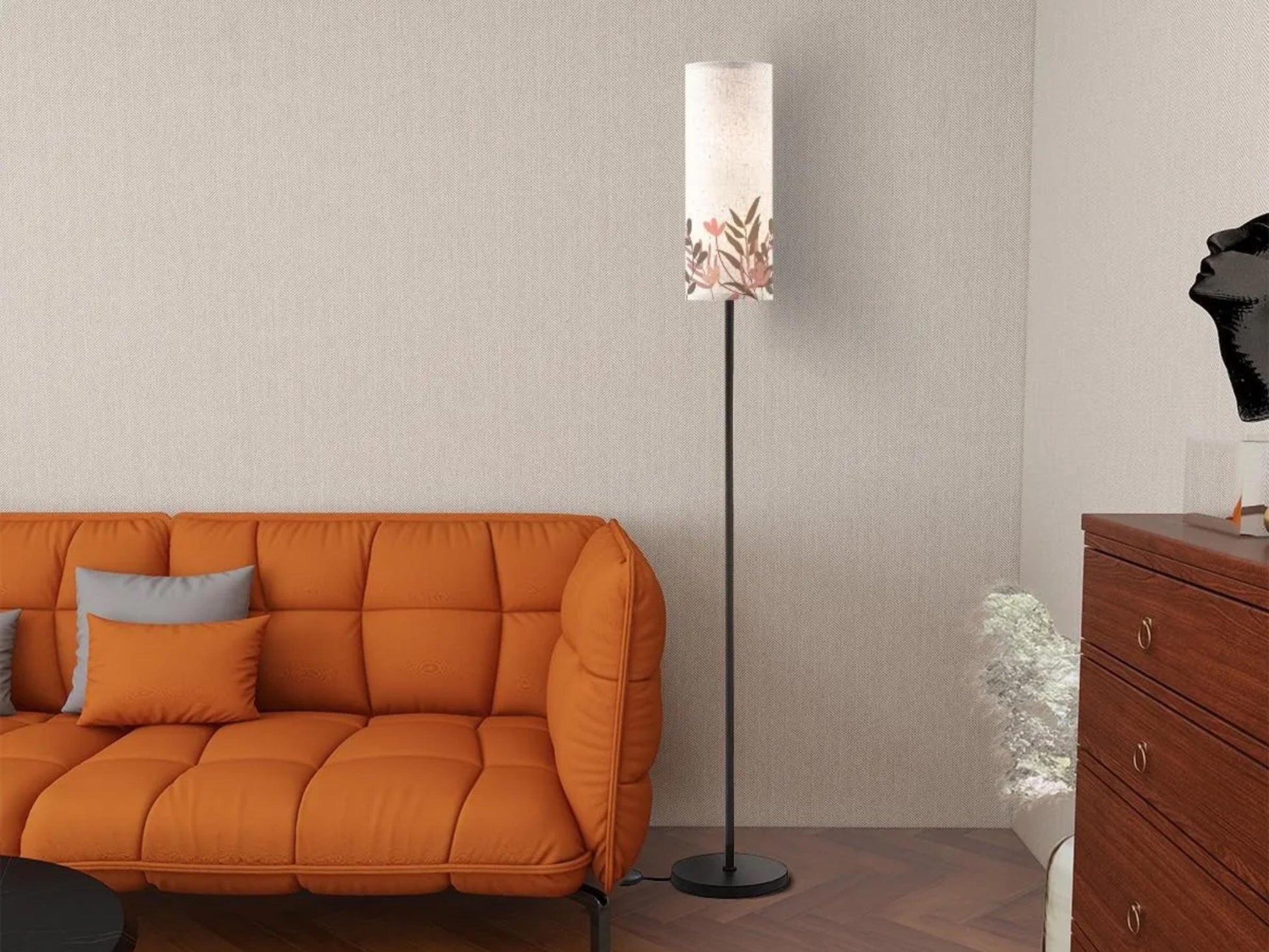 Mid Century Floor Lamp Wildflowers MCM Floor Lighting Tall Lamp Leaves Minimalist Accent Lighting Vintage Decor Floor Lamp Housewarming Gift