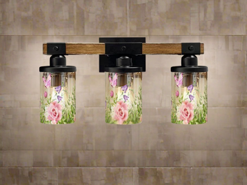Farmhouse Vanity Light - 3-Light Bathroom Wall Light Fixture with Butterfly Floral Accents