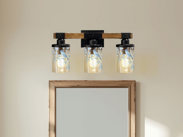 Bathroom Vanity Light – Chinoiserie 3-Light Bird Branch Fixture with Iron Frame