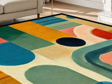 Large Area Rug Custom Size Midcentury Modern Living Room Rug Indoor MCM Design Carpet 96in x 120in Family Room Mid Mod Rug Soft Short Pile