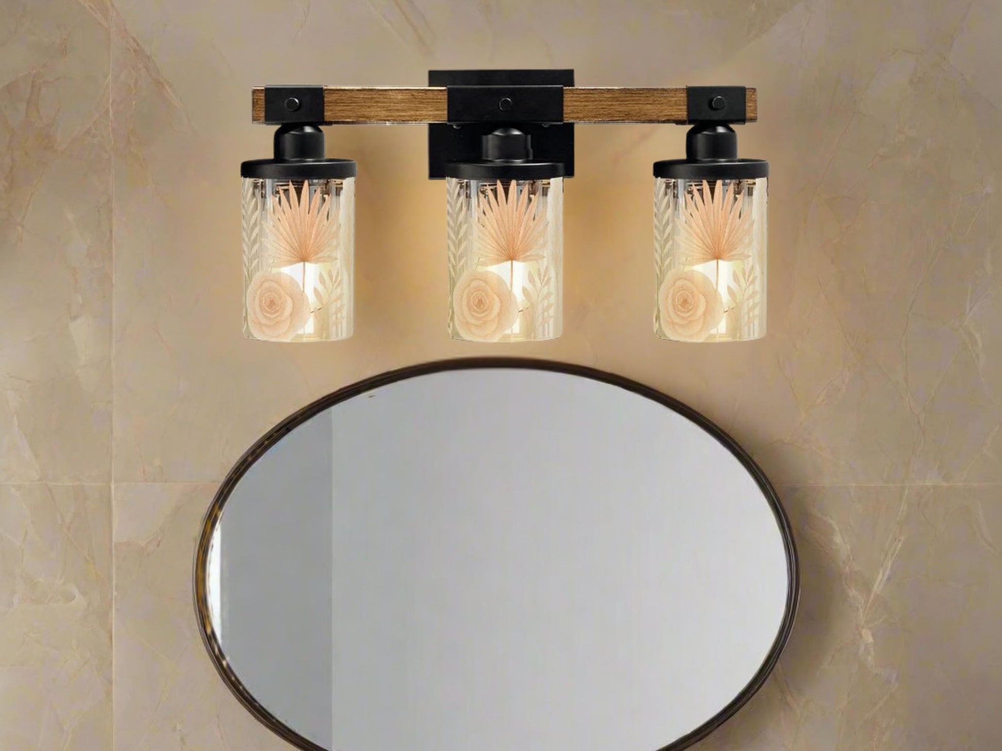 Modern Vanity Light Fixture Bathroom Lighting Desert 3-Light Decorative Metal and Glass Restroom Light Desert Orange Light Over Sink Decor