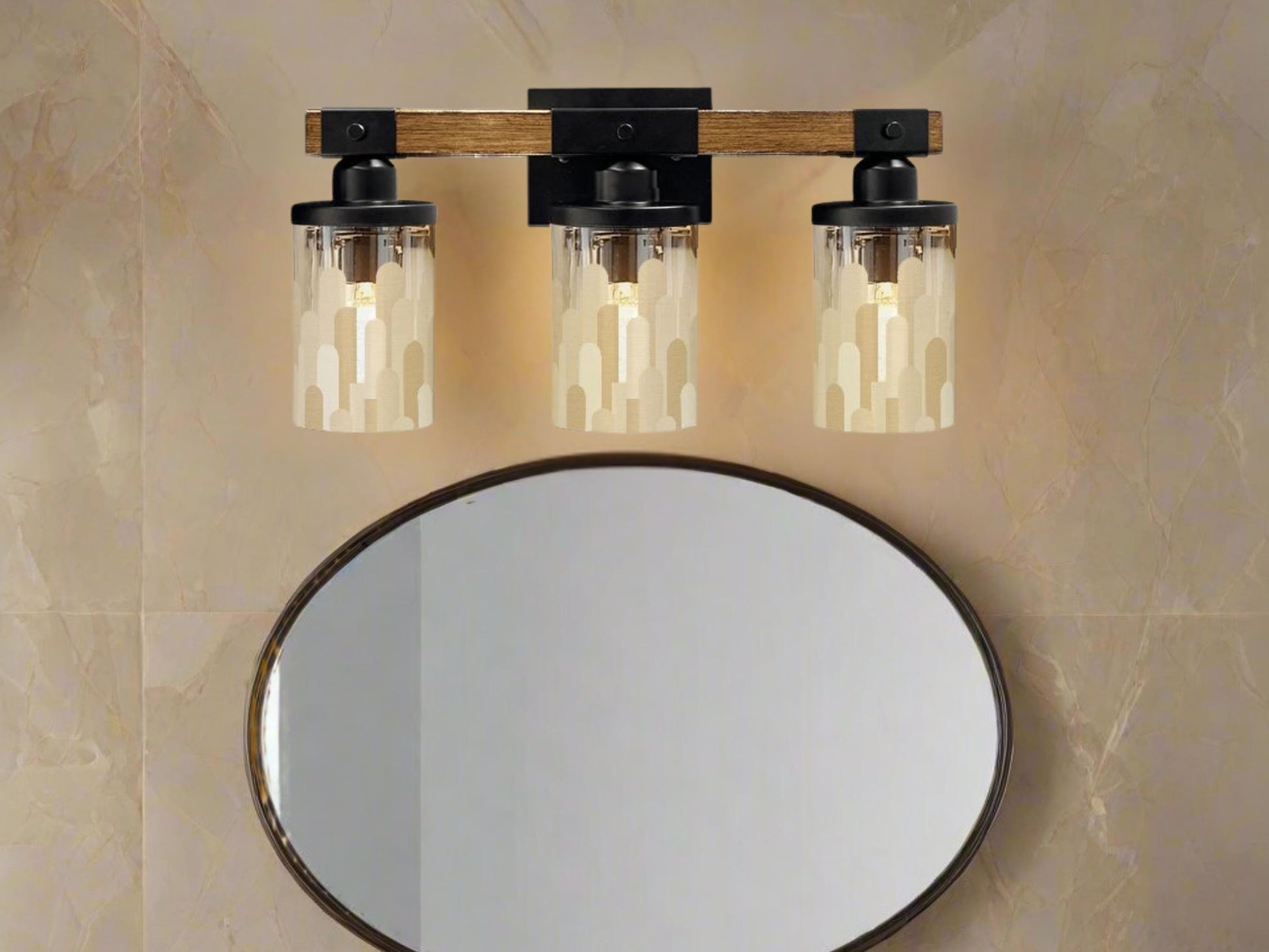 Bathroom Vanity Lighting Skyline Vanity Light Fixture 3-Light Decorative Metal and Glass Restroom Light City Sky Line Light Over Sink Decor