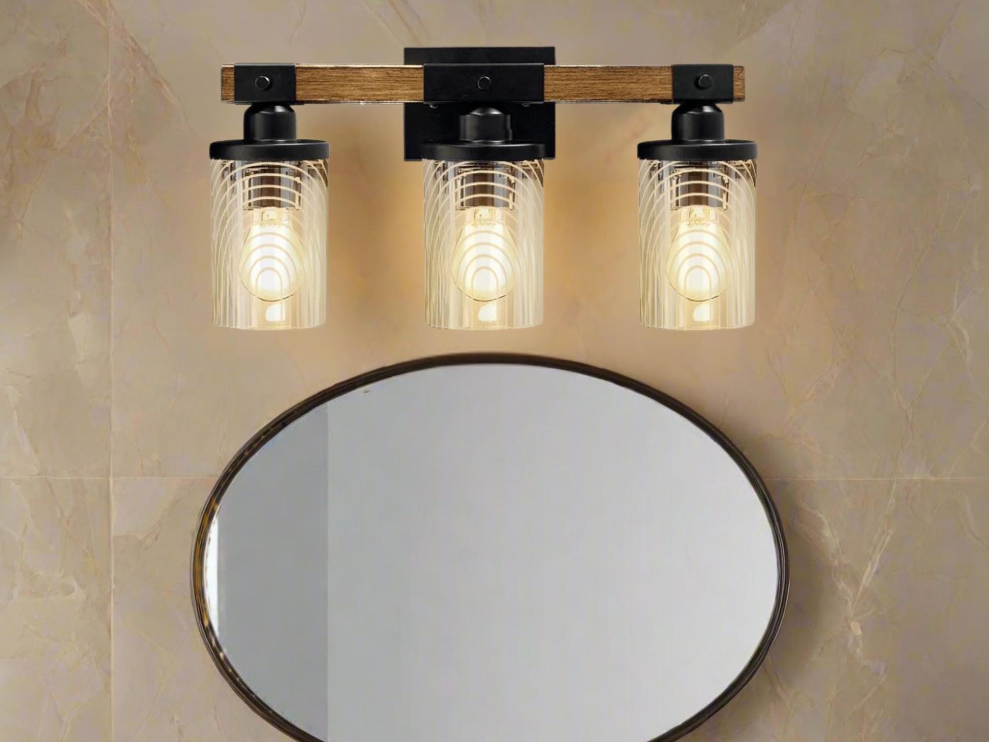 Luxury Bathroom Lighting Minimalist Vanity Light Fixture 3-Light Decorative Metal and Glass Restroom Light Lined Arch Light Over Sink Decor
