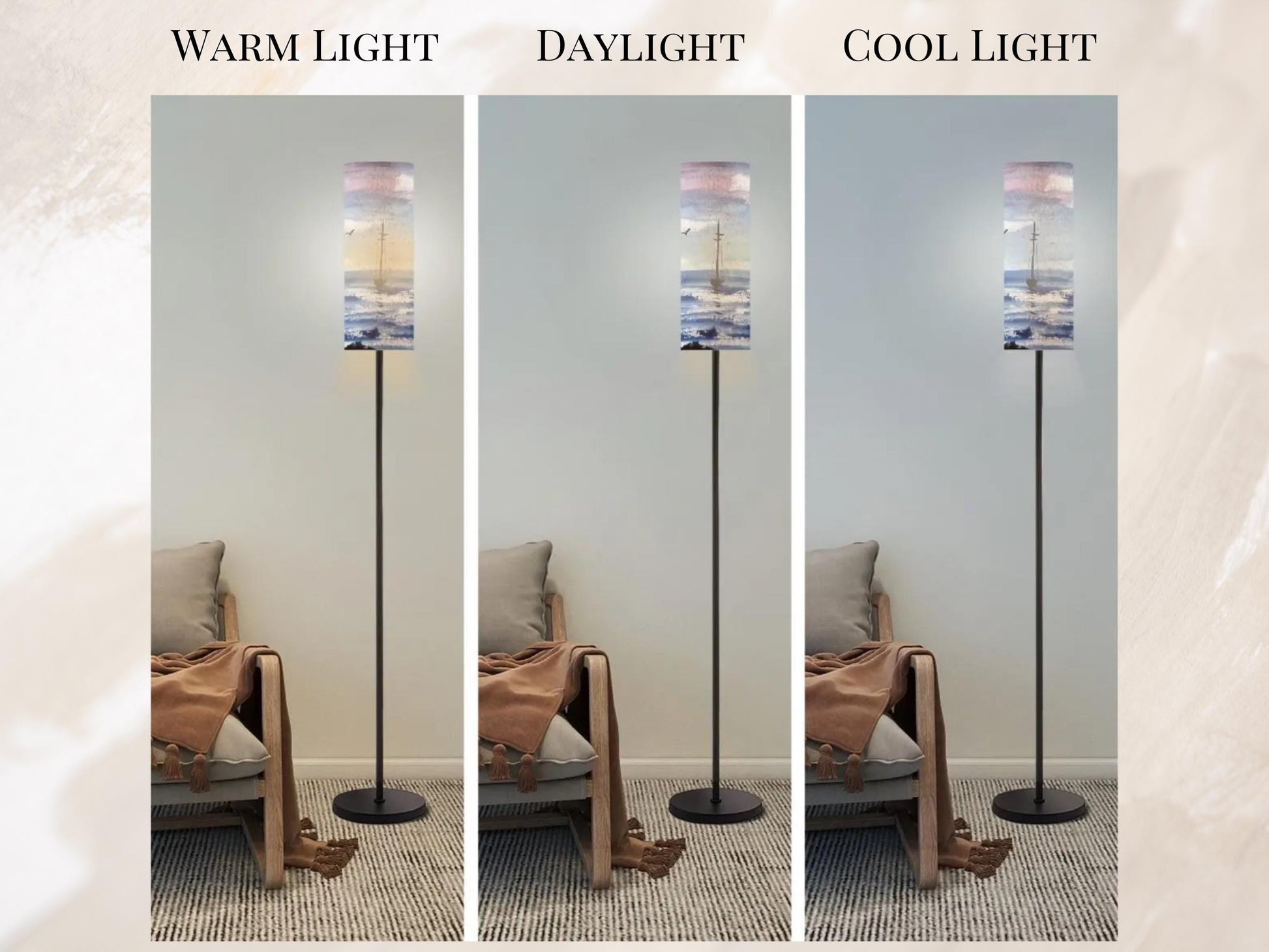 Floor Lamp Mid Century Modern Coastal Floor Lamp Retro MCM Floor Lighting Tall Lamp Sailing Ocean Lover Accent Lighting Vintage Mod Decor