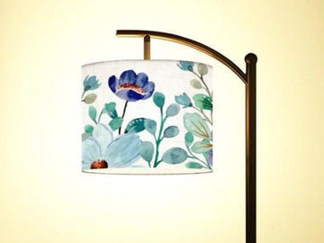 Arc Floor Lamp Modern Watercolor Blue Floral Living Room Lamp Gift Housewarming Gift Wildflower Design Bedroom Lighting Floor Lamp Gift Idea