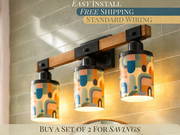 Luxury Bathroom Lighting MCM Vanity Light Fixture 3-Light Decorative Metal and Glass Restroom Light Midcentury Modern Orange Over Sink Decor