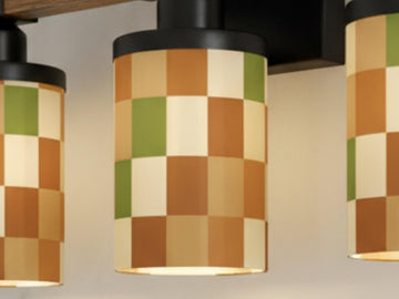 Luxury Bathroom Lighting MCM Vanity Light Fixture 3-Light Decorative Metal & Glass Restroom Light Midcentury Modern Checkers Over Sink Decor