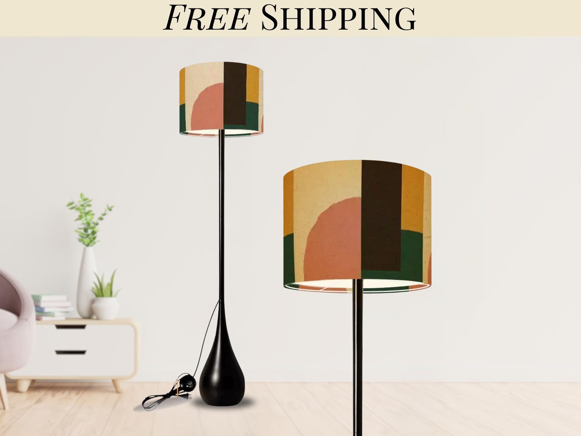 Floor Lamp Midcentury Modern Teardrop Living Room Lamp Gift Housewarming Present Idea MCM Design Bedroom Lighting Floor Lamp Remote Control