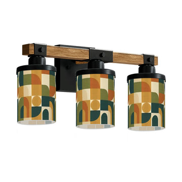 Earth-Tone Retro Geometric Three-Light Vanity Fixture