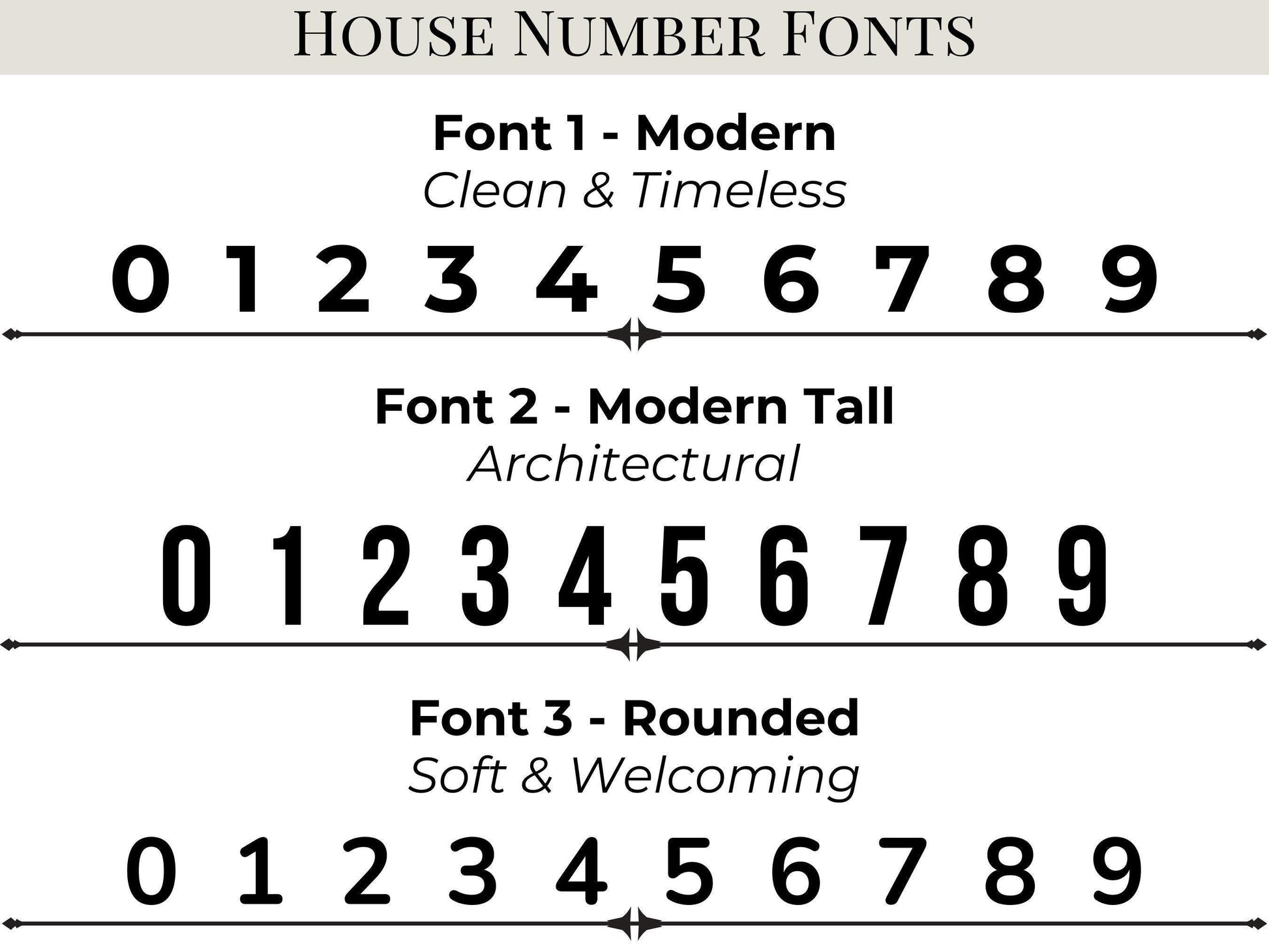 custom porch light house numbers font options modern tall rounded styles