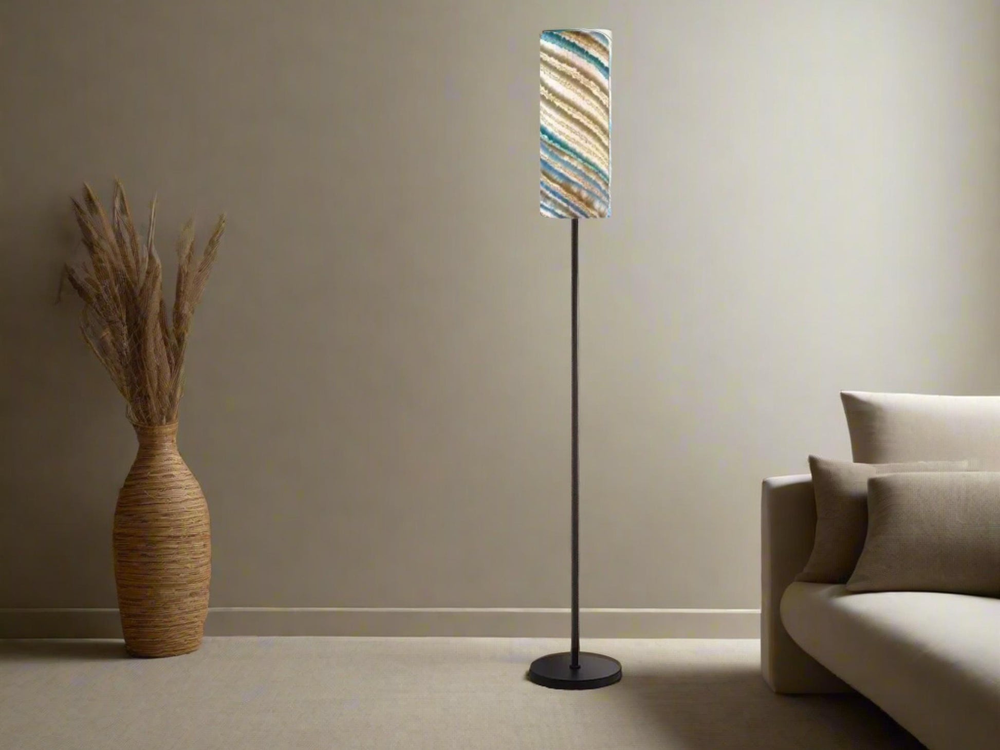 Floor Lamp Mid Century Modern Beige Blue Floor Lamp Retro MCM Floor Lighting Tall Lamp Sandy Beige Ocean Accent Lighting Vintage Mod Decor