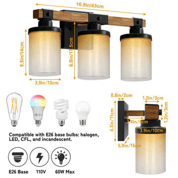 Warm Golden Ombre Three-Light Vanity Fixture