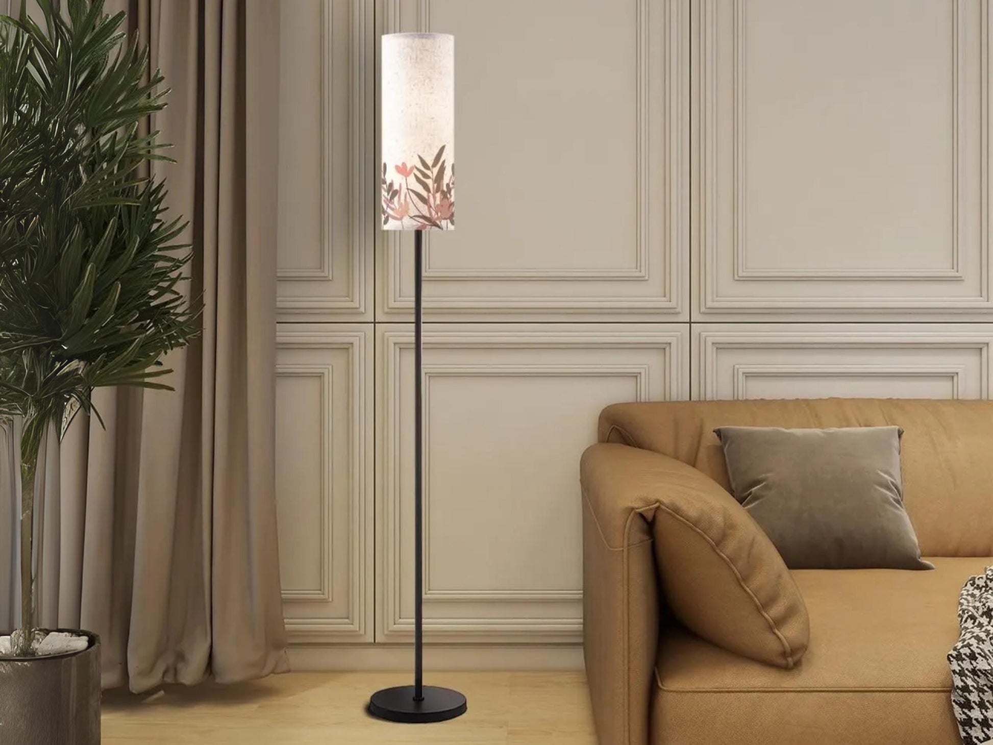 Mid Century Floor Lamp Wildflowers MCM Floor Lighting Tall Lamp Leaves Minimalist Accent Lighting Vintage Decor Floor Lamp Housewarming Gift