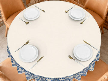 Tablecloth Flowers Border Scalloped Edge Lace Details For Dinner Events Spill-Proof Dining Table Cloth Washable Fabric Dining Tablecloth