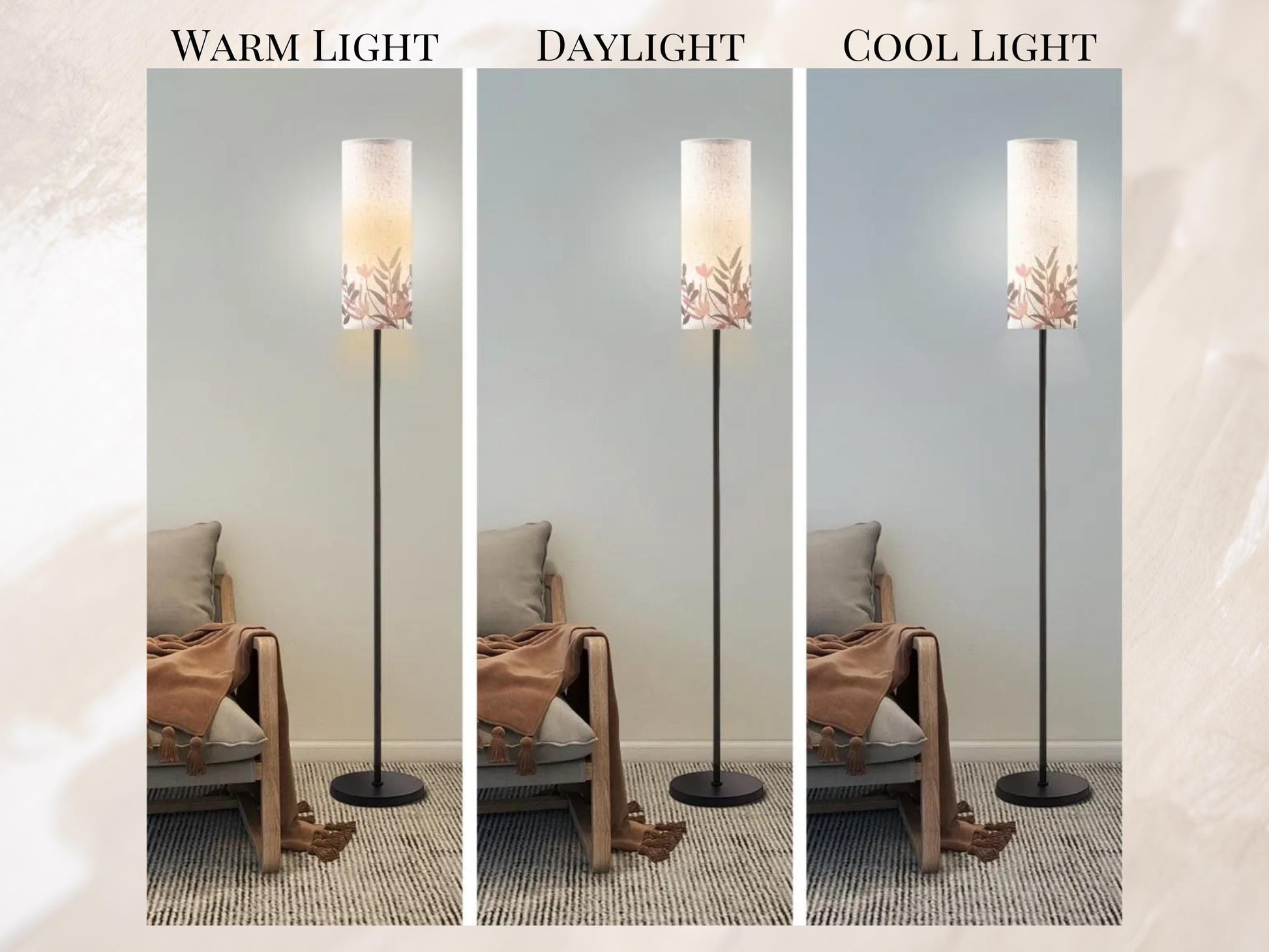 Mid Century Floor Lamp Wildflowers MCM Floor Lighting Tall Lamp Leaves Minimalist Accent Lighting Vintage Decor Floor Lamp Housewarming Gift