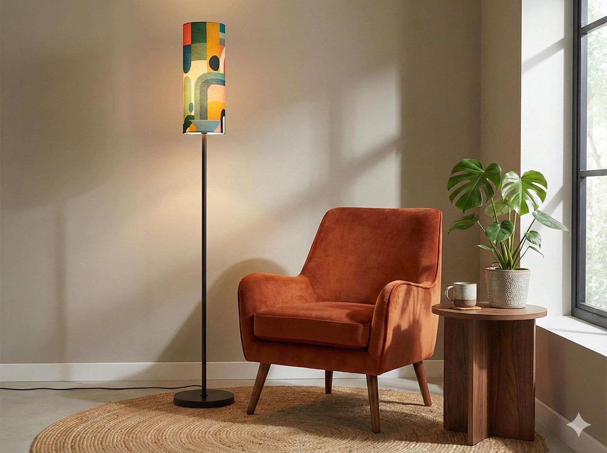 Floor Lamp Mid Century Modern Abstract Floor Lamp Retro MCM Floor Lighting Tall Lamp Geometric Minimalist Accent Lighting Vintage Mod Decor