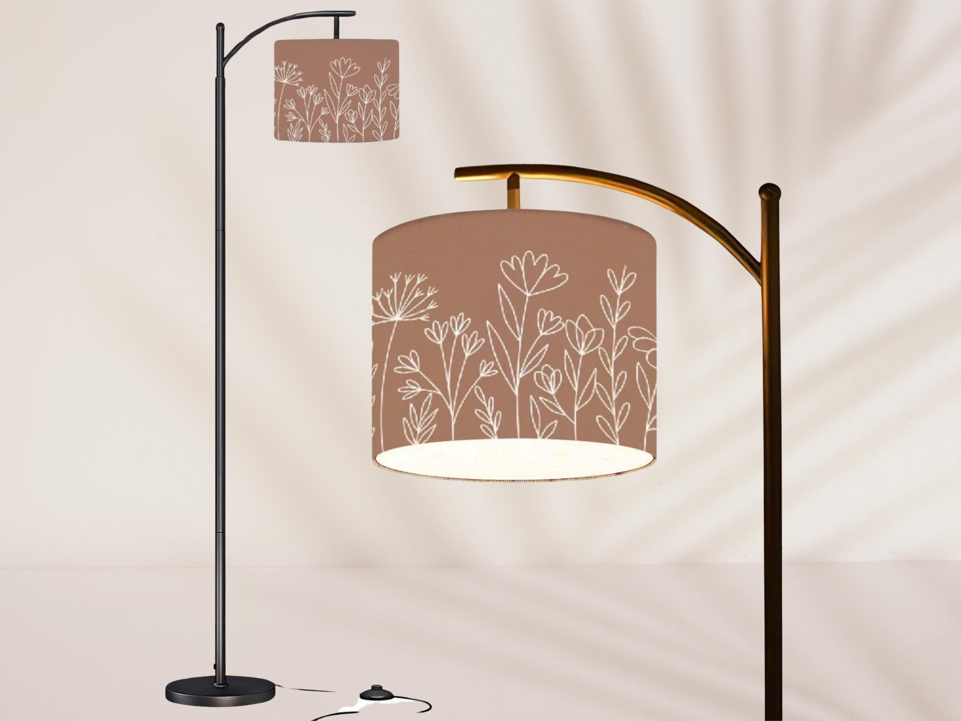 Arc Floor Lamp Modern Wildflower Mocha Mousse Living Room Lamp Gift Housewarming Present Idea Wildflowers Bedroom Lighting Floor Lamp Gift