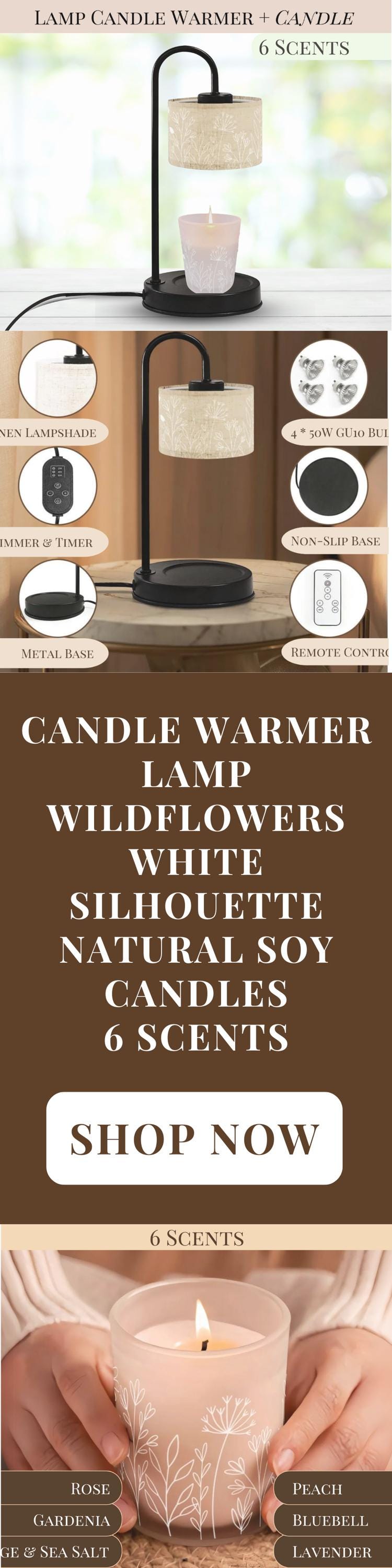 Wildflowers Candle Warmer Lamp For End Table Candle Scented Soy Wax Warmer Candle Lamp Housewarming Gift For Her Candle Gifting Idea Mom