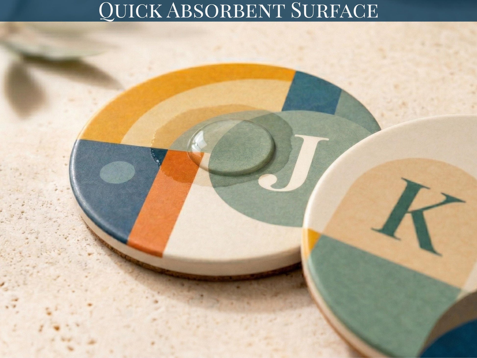 Mid Century Modern Coaster Set Retro Geometric Drink Coasters Abstract Arch Design Modern Home Decor Designer Coasters Set of 2 Set of 4